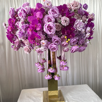 ML Promotion Exceptionnelle : Centre de Table de Luxe de 110 cm de Diamètre, Grandes Fleurs d'Orchidée Rose Violet Clair et Fuchsia pour Décoration de Mariage
