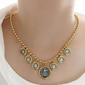 Religious Pearl Multi Pendant Necklace Gold Plated <b>Copper</b> Bead <b>Chain</b> Butterfly Charm Vintage Jewelry for Women Anniversary - Product Image 3
