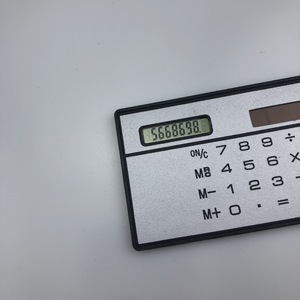 Card Calculator Ultra Thin Solar Powered Mini Plastic 8 Digits Black Silver Four Rows - Product Image 4