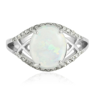 European American Style Titanium Steel Oval <b>Opal</b> <b>Ring</b> Women's Geometric Design Prong Setting Gift Jewelry 21 - Product Image 2