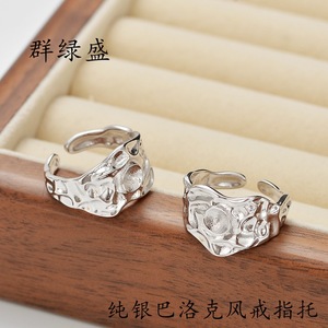 Bague ouverte en argent sterling S925 Qunlvsheng, design floral, bijoux ajustables, unisexe, à porter au quotidien - Product Image 2