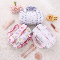 Pochette mini imprimée d'été avec fermeture éclair, en tissu doux, trousse de toilette matelassée