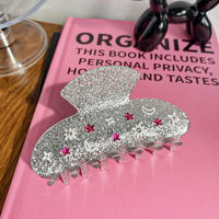 Pince à cheveux de luxe incrustée de diamants étoile et lune conception tête arrière Updo griffe de requin pour la saint-valentin femmes accessoires de cheveux