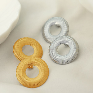 Boucles d'oreilles pendantes géométriques en or et argent, lignes circulaires, boucles d'oreilles tendance pour les occasions festives EH176 - Product Image 1
