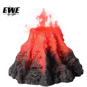 EWE Dekorasi Tangki Ikan, Ornamen Bubbler Resin Gunung Berapi Dekorasi Akuarium Batu Vulkanik untuk Tangki Ikan