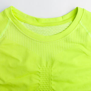 เสื้อกีฬากลางแจ้งเสื้อทีเชิ้ตผู้ชายผู้หญิงเสื้อรัดรูปแขนสั้นผ้าไนลอนสีพื้น4WD140สำหรับใส่วิ่งฟิตเนส - Product Image 6