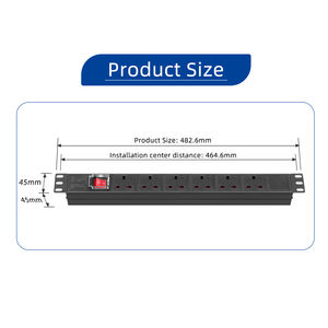 영국 표준 1U 랙 마운트 파워 스트립 PDU 6 방향 (서버 캐비닛 및 <span class=keywords><strong>UPS</strong></span> 시스템용 스위치 포함) - Product Image 2
