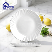 La Opala Diva Classique Collection - Ensemble de 6 assiettes en verre opale |   Boîte à collation blanche unie, idéale pour offrir, compatible micro-ondes