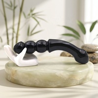 Vente en gros de baguette en obsidienne noire polie de haute qualité, pierre semi-précieuse naturelle, masseur en cristal incurvé, acupuncture, massage profond