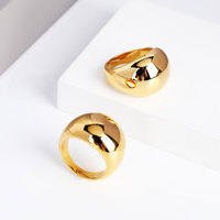 16mm Breite Glatte Kuppel band ringe Breiter Spiegel Poliert Chunky Punk Vergoldete Messing ringe Minimalisti scher Schmuck für den täglichen Gebrauch