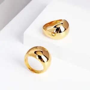 Conjuntos de anillos de boda de oro liso grande Punk para todos los dedos, joyería de mujer, pendientes geométricos simples para mujer, regalos para amigos.