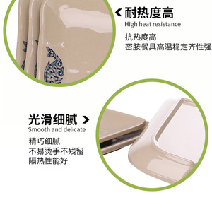 A5 <b>melamine</b> imitation porcelain square sushi <b>plate</b>, buffet plastic dish, rice bowl, grilled skewers <b>plate</b>, fast food, cold - Product Image 5