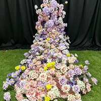 Bouquet de mariage mural en cascade de fleurs artificielles en soie douce, faites à la main, réalistes, imperméables, durables, violettes, personnalisables, vente en gros