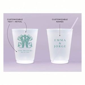 Vasos de Fiesta Personalizados de 12 oz, Vasos de Plástico Ecológicos Reutilizables, Decoración Romántica para Bodas y Fiestas en la Playa - Product Image 4