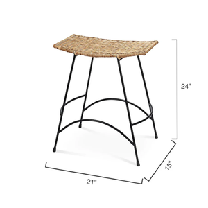 Taburete alto Wing Counter de acero y ratán, acabado natural y negro, duradero, para bar en casa y comedor - Product Image 4