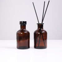 200ml Décor vide bouteille d'huile essentielle carré verre roseau diffuseur bouteille avec bouchon et compte-gouttes ambre décor à la maison bouteille de parfum