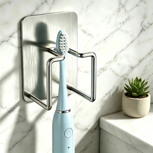 Support <span class=keywords><strong>mural</strong></span> auto-adhésif en acier inoxydable pour brosses <span class=keywords><strong>à</strong></span> dents, sans perçage, étanche, pour salle de bain, avec rangement pour dentifrice - Product Image 4