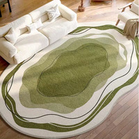 Tapis irrégulier en fausse fourrure de cachemire vert, résistant aux taches, lavable, antidérapant, tapis de chevet personnalisé pour chambre à coucher, tapis moderne pour salon
