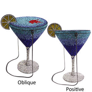 Sac de soirée tendance pour femme, forme verre à <span class=keywords><strong>martini</strong></span>, orné de cristaux et strass, sac à main de créateur idéal pour les soirées - Product Image 3