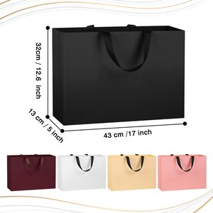 Sacs en papier carton noir ivoire de luxe personnalisés avec logo en feuille d'or, réutilisables, durables, recyclables, avec poignée en corde de coton pour les boutiques de vêtements - Product Image 2