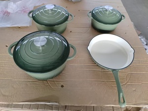 Ensemble de casseroles en fonte émaillée 4 pièces OEM d'usine 20 cm 22 cm 24 cm 26 cm, poêle <span class=keywords><strong>à</strong></span> frire, ustensiles de cuisine antiadhésifs pour <span class=keywords><strong>la</strong></span> maison - Product Image 2