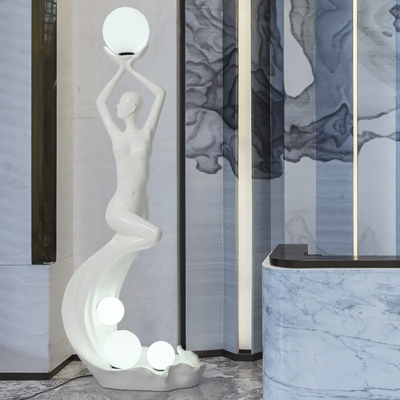 Hotel soggiorno scultura Designer statua umanoide lampada sirena arte scultura lampada da terra