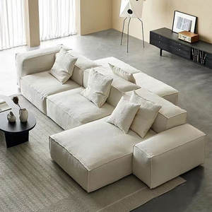 Sofá Modular Minimalista Estilo Bloque de Tofu en Forma de L con Relleno de Espuma Reversible para Sala de Estar - Product Image 1