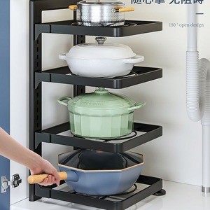 Scaffale porta pentole e padelle in <span class=keywords><strong>acciaio</strong></span> Amz regolabile a 2/3/4 livelli, salvaspazio per armadietti, organizer sottolavello per utensili da <span class=keywords><strong>cucina</strong></span> - Product Image 5