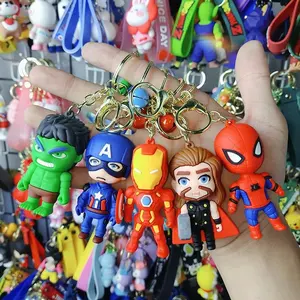 Pvc Kids Super Power Captain America Avengers Speelgoed Spider-Man Sleutelhanger Ketting 3d Cartoon Spiderman Marvel Avenger Sleutelhanger