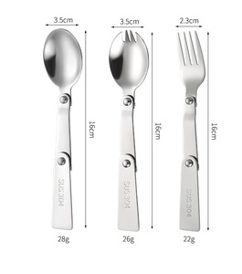 Accessoires scolaires pour enfants : Porte-clés cuillère-fourchette pliable à rivets, étui pailleté, durable, compatible lave-vaisselle, portable pour fête, cuillère-fourchette à salade - Product Image 1