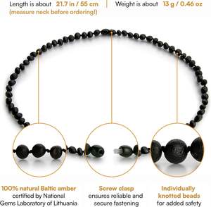 <span class=keywords><strong>Collana</strong></span> in <span class=keywords><strong>Ambra</strong></span> Baltica Autentica Certificata Guru Amber con Tungsteno per Donne Uomini Unisex <span class=keywords><strong>Adulti</strong></span> 55 cm Gioielli Artigianali con Perline - Product Image 2