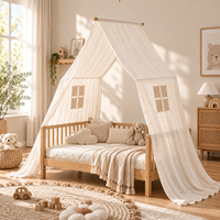 Moustiquaire triangulaire portable et pliable pour lit d'enfant, avec double ouverture, 245 cm, 100 % coton, décoration suspendue pour chambre à coucher
