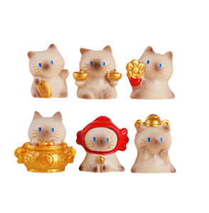 Statuette in Resina 3D di Gatti Portafortuna Cinesi Feng Shui, Miniature di Animali Carini da Collezione per Decorazione Casa e Casa delle Bambole - Product Image 6