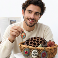 Kit de broderie DIY fait main en coton et lin, style européen, motifs fleurs et plantes, pour débutants