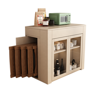 Cremefarbener Wind-Esstisch, Multifunktionaler Ausziehtisch, Klappbarer Holz-Esstisch für kleine moderne Wohnungen mit Stauraum