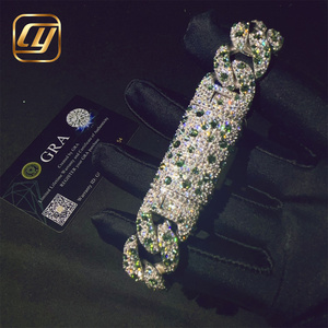 Pulsera de Lujo Estilo Cubano, Plata de Ley 925, Diamantes Moissanite VVS, 18MM, Cadena Cubana con Incrustaciones de Diamantes, Joyería Hip Hop - Product Image 2