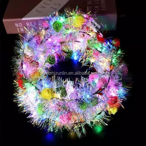 <span class=keywords><strong>Serre</strong></span>-tête et couronne florale LED modernes et lumineuses en gros pour mariages, fêtes et cadeaux – Matériau PVC, lumières fixes/clignotantes - Product Image 3