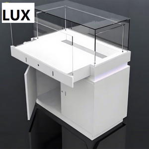 Custom Acrylic <b>Glass</b> Jewelry Display Case LED Lit Retail Showcase Tempered <b>Glass</b> Counter Exhibit for Jewelry Store - Product Image 1