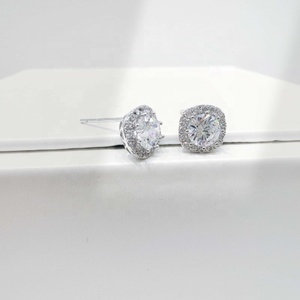 wholesale plata 925 sterling silver Classic zircon <b>earring</b> everyday wear Round Brilliant Cut <b>small</b> wedding women <b>stud</b> <b>earrings</b> - Product Image 1