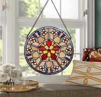 Floria Design 30,5 cm Europäischer Stil Massives Buntglas-Fensterpaneel Hohe Lichtdurchlässigkeit Anpassbares Muster Küchendekoration