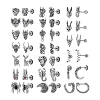 Pendientes de Acero Quirúrgico 316L con Diseño de Onda Zig Zag, en Oro, Plata y Negro, con Cierre de Rosca, Resistentes al Agua, para Piercing de Hélice y Tragus