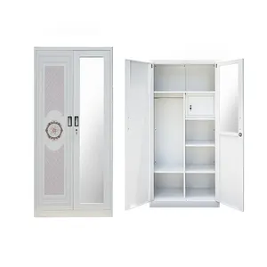 2 portes multifonction minimaliste moderne en bois meuble de maison armoire de chambre à coucher armoire avec cloisons et tringle à vêtements
