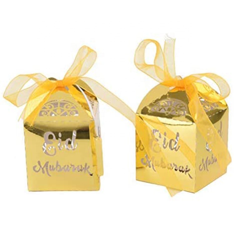 ИД исламский Рамадан мусульманское украшение товары для вечеринок Золотая бумага сладкий подарок коробка конфет набор
