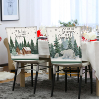 4 pièces lin noël chaise couvre hiver animaux wapiti renard ours pour mariage Banquet bras chaise salon