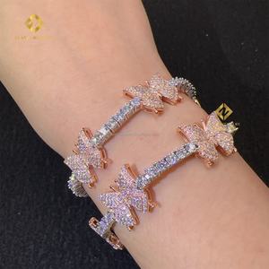 Unique Elegant Style Iced Out Hip Hop Jewelry S925 <b>Silver</b> VVS1 Moissanite Diamond Butterfly <b>Charm</b> Cluster Tennis Chain <b>Bracelet</b> - Product Image 5
