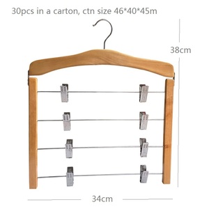 LM4805C Space Saving Wooden <strong>Multi</strong> Pants Tier <strong>Hangers</strong> 4 Layers Metal and Wood Clip Pants <strong>Hanger</strong> - Product Image 5