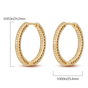 Boucles <span class=keywords><strong>d</strong></span>'oreilles S925 pour femmes de haute qualité Logo original coeur en or avec Zircon et diamant grand cerceau Design fête <span class=keywords><strong>d</strong></span>'anniversaire porter - Product Image 3