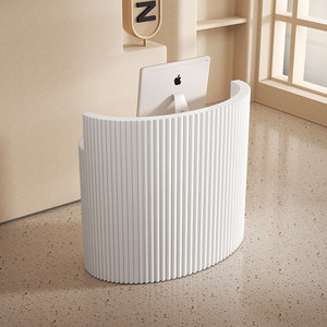 Mostrador de Caja Curvo Pequeño, de Diseño Moderno, Minimalista y de Lujo, en MDF, para Salón de Belleza, <span class=keywords><strong>Tienda</strong></span> de Ropa, Bar, <span class=keywords><strong>Tienda</strong></span> de Moda - Product Image 1
