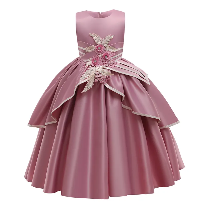 Elegant Ball Gown baby party dress High Quality Formal dress for kids 2-10y Red Color girl wedding dress
