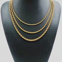 Collier en acier inoxydable plaqué or avec chaîne torsadée de 2 à 7mm de largeur Bijoux classiques sans ternissement avec fermoirs en vrac pour cadeaux de fêtes